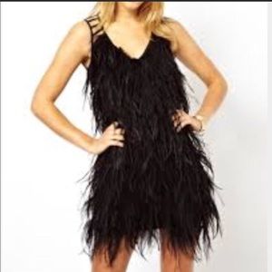 ASOS petite feather dress in dark teal